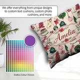 Custom Name Festive Holiday Cakes Wreaths Candles Gifts Seamless Square Filled Cushion Throw Pillow Sofa Bed Home Decor Zip Washable UK Made