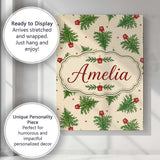 Personalised Name Simple Green Christmas Custom  Unique Gift Idea Elegant Feature Canvas Wall Art Print Decor Picture Ready to Hang