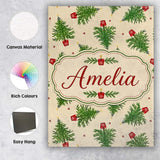 Personalised Name Simple Green Christmas Custom  Unique Gift Idea Elegant Feature Canvas Wall Art Print Decor Picture Ready to Hang