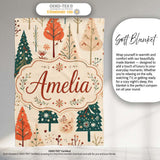 Scandinavian Style Christmas Trees Forest Seamless Pattern Lovely  Personalised Custom Name Super Soft Fleece Blanket Bed Sofa Throw