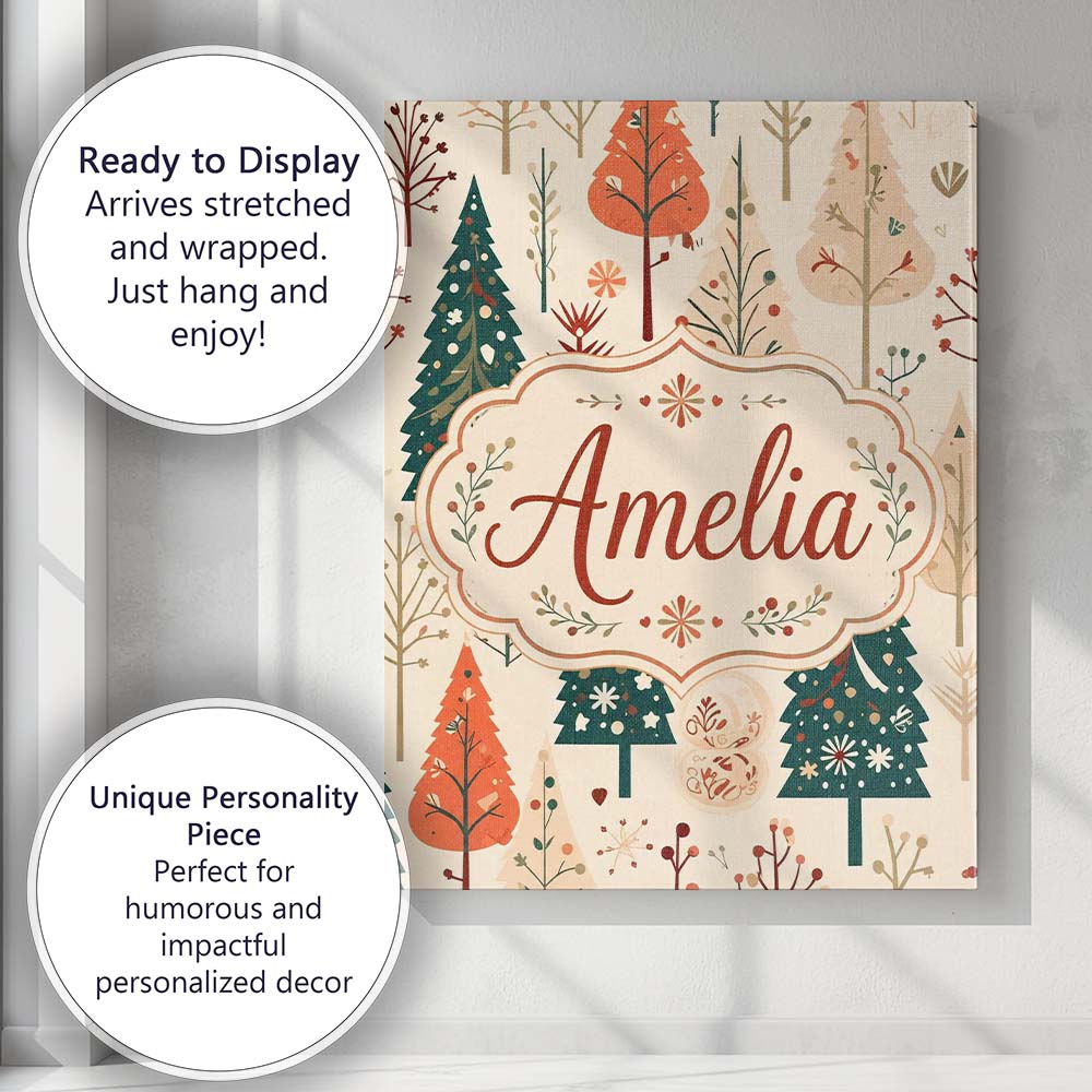 Personalised Name Scandinavian Style Custom Premium Decorative Design Modern Room Accent Canvas Wall Art Print Decor Picture Ready to Hang