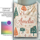 Scandinavian Style Christmas Trees Forest Seamless Pattern Lovely  Personalised Custom Name Super Soft Fleece Blanket Bed Sofa Throw