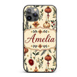 Elegant Christmas Baubles Holly Berry Botanical Custom Name Protective Phone Case Mobile Cover Durable Everyday Smartphone Shock Resistant