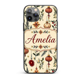Elegant Christmas Baubles Holly Berry Botanical Custom Name Protective Phone Case Mobile Cover Durable Everyday Smartphone Shock Resistant