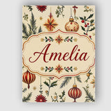 Personalised Name Elegant Christmas Baubles Custom  Bespoke Interior Contemporary Canvas Wall Art Print Decor Picture Ready to Hang