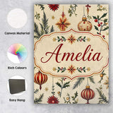 Personalised Name Elegant Christmas Baubles Custom  Bespoke Interior Contemporary Canvas Wall Art Print Decor Picture Ready to Hang