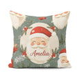 Custom Name Santa Claus Face Snowflakes Festive Seamless Pattern Square Filled Cushion Throw Pillow Sofa Bed Home Decor Zip Washable UK Made