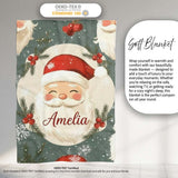 Cute Santa Claus Face Snowflakes Festive Seamless Pattern Lovely  Personalised Custom Name Super Soft Fleece Blanket Bed Sofa Throw