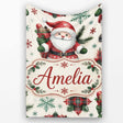 Cute Santa Character Gifts Snowflakes Seamless Pattern Lovely  Personalised Custom Name Super Soft Fleece Blanket Bed Sofa Throw