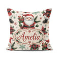 Custom Name Santa Character Gifts Snowflakes Seamless Pattern Square Filled Cushion Throw Pillow Sofa Bed Home Decor Zip Washable UK Made