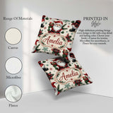 Custom Name Santa Character Gifts Snowflakes Seamless Pattern Square Filled Cushion Throw Pillow Sofa Bed Home Decor Zip Washable UK Made