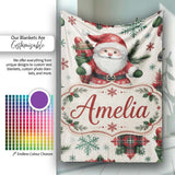Cute Santa Character Gifts Snowflakes Seamless Pattern Lovely  Personalised Custom Name Super Soft Fleece Blanket Bed Sofa Throw