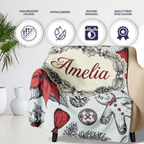 Vintage Christmas Sketch Stocking Candy Cane Seamless Pattern Lovely  Personalised Custom Name Super Soft Fleece Blanket Bed Sofa Throw