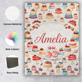 Personalised Name Pink Strawberry Cake Seamless Pattern Cute Dessert Custom  Home Canvas Wall Art Print Decor Picture Ready to Hang