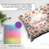 Custom Name Pink Cake Seamless Pattern Dessert Sweet Food Design Square Filled Cushion Throw Pillow Sofa Bed Home Decor Zip Washable UK Made
