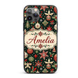 Festive Christmas Stars Holly Leaves Baubles Custom Name Protective Phone Case Mobile Cover Durable Everyday Smartphone Shock Resistant