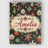 Personalised Name Festive Christmas Stars Custom  Unique Gift Idea Elegant Feature Canvas Wall Art Print Decor Picture Ready to Hang