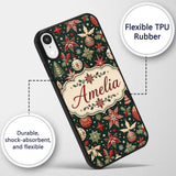 Festive Christmas Stars Holly Leaves Baubles Custom Name Protective Phone Case Mobile Cover Durable Everyday Smartphone Shock Resistant