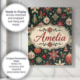 Personalised Name Festive Christmas Stars Custom  Unique Gift Idea Elegant Feature Canvas Wall Art Print Decor Picture Ready to Hang