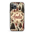Ornate Christmas Trees Baubles Stars Vintage Custom Name Protective Phone Case Mobile Cover Durable Everyday Smartphone Shock Resistant