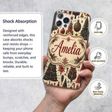 Ornate Christmas Trees Baubles Stars Vintage Custom Name Protective Phone Case Mobile Cover Durable Everyday Smartphone Shock Resistant
