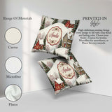 Custom Name Snowy Christmas Village Houses Winter Scene Seamless Square Filled Cushion Throw Pillow Sofa Bed Home Decor Zip Washable UK Made