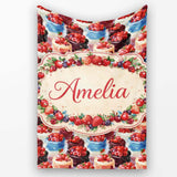 Strawberry Cream Cake Seamless Pattern Realistic Dessert Sweet Food  Personalised Custom Name Super Soft Fleece Blanket Bed Sofa Throw