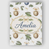 Personalised Name Elegant Gold Blue Baubles Custom  Bespoke Interior Contemporary Canvas Wall Art Print Decor Picture Ready to Hang