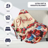 Strawberry Cream Cake Seamless Pattern Realistic Dessert Sweet Food  Personalised Custom Name Super Soft Fleece Blanket Bed Sofa Throw