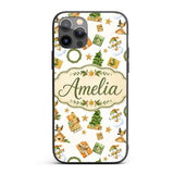 Cute Snowman Gifts Christmas Tree Wreath Robin Custom Name Protective Phone Case Mobile Cover Durable Everyday Smartphone Shock Resistant