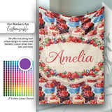 Strawberry Cream Cake Seamless Pattern Realistic Dessert Sweet Food  Personalised Custom Name Super Soft Fleece Blanket Bed Sofa Throw