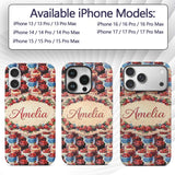 Strawberry Cream Cake Seamless Pattern Realistic Custom Name Protective Phone Case Mobile Cover Durable Everyday Smartphone Shock Resistant