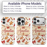 Gingerbread Cookies Candy Cane Red Bow Sweet Custom Name Protective Phone Case Mobile Cover Durable Everyday Smartphone Shock Resistant