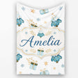 Soft Blue Christmas Tree Gift Snowflake Cute Seamless Pattern Lovely  Personalised Custom Name Super Soft Fleece Blanket Bed Sofa Throw