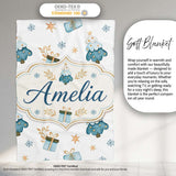 Soft Blue Christmas Tree Gift Snowflake Cute Seamless Pattern Lovely  Personalised Custom Name Super Soft Fleece Blanket Bed Sofa Throw