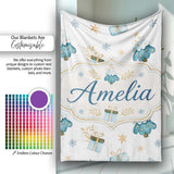 Soft Blue Christmas Tree Gift Snowflake Cute Seamless Pattern Lovely  Personalised Custom Name Super Soft Fleece Blanket Bed Sofa Throw