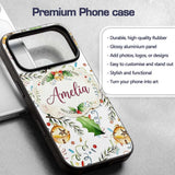 Festive Holly Leaves Bells Pine Branch Confetti Custom Name Protective Phone Case Mobile Cover Durable Everyday Smartphone Shock Resistant