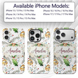 Festive Holly Leaves Bells Pine Branch Confetti Custom Name Protective Phone Case Mobile Cover Durable Everyday Smartphone Shock Resistant