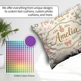 Custom Name Christmas Typography Holiday Pastel Seamless Pattern Square Filled Cushion Throw Pillow Sofa Bed Home Decor Zip Washable UK Made