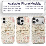 Christmas Typography Holiday Words Printed Design Custom Name Protective Phone Case Mobile Cover Durable Everyday Smartphone Shock Resistant