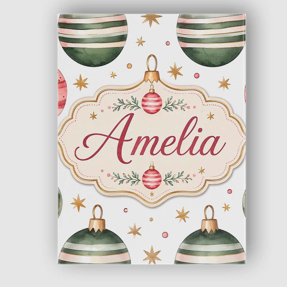 Personalised Name Minimal Red Green Baubles Custom  Bespoke Interior Contemporary Canvas Wall Art Print Decor Picture Ready to Hang
