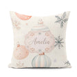 Custom Name Pastel Christmas Baubles Snowflakes Elegant Seamless Square Filled Cushion Throw Pillow Sofa Bed Home Decor Zip Washable UK Made