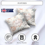 Custom Name Pastel Christmas Baubles Snowflakes Elegant Seamless Square Filled Cushion Throw Pillow Sofa Bed Home Decor Zip Washable UK Made