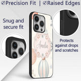 Pastel Christmas Baubles Snowflakes Elegant Printed Design Custom Name Protective Phone Case Mobile Cover Durable Smartphone Shock Resistant
