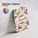 Personalised Name Watercolor Holly Berry Custom  Unique Gift Idea Elegant Feature Canvas Wall Art Print Decor Picture Ready to Hang