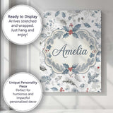 Personalised Name Winter Botanical Leaves Custom  Unique Gift Idea Elegant Feature Canvas Wall Art Print Decor Picture Ready to Hang