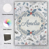 Personalised Name Winter Botanical Leaves Custom  Unique Gift Idea Elegant Feature Canvas Wall Art Print Decor Picture Ready to Hang