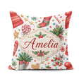 Custom Name Festive Cane Cupcake Sweets Holiday Seamless Pattern Square Filled Cushion Throw Pillow Sofa Bed Home Decor Zip Washable UK Made