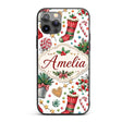 Festive Candy Cane Cupcake Sweets Printed Design Custom Name Protective Phone Case Mobile Cover Durable Everyday Smartphone Shock Resistant