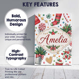 Personalised Name Festive Candy Cane Custom Premium Decorative Design Modern Room Accent Canvas Wall Art Print Decor Picture Ready to Hang